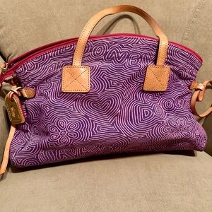 Dooney & Bourke Purple Graffiti Shoulder Bag with Artistic Texture